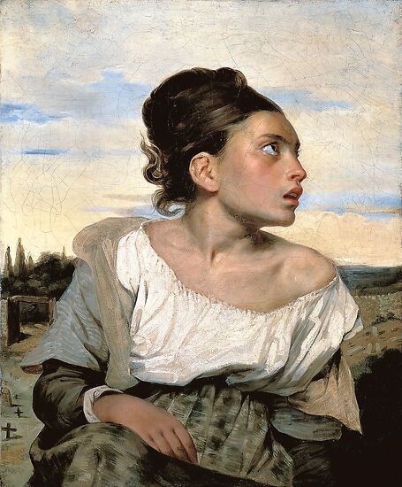 Young orphan girl at the cemetery (framed art prints) · Louvre Shop