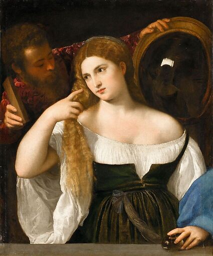 Portrait d'une femme à sa toilette