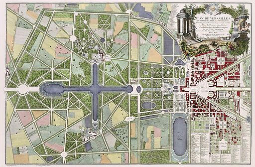 Map of Versailles, the small park and its outbuildings