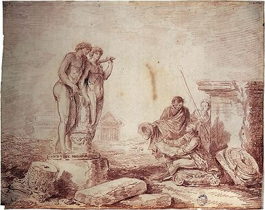 Hubert Robert by himself drawing