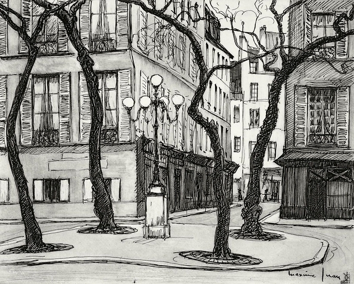 Engraving Fürstenberg Square in Paris - Maxime Juan