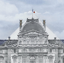 Le Louvre revu par JR, 20 juin 2016 © Pyramide, architecte I.M. Pei, musée du Louvre, Paris, France