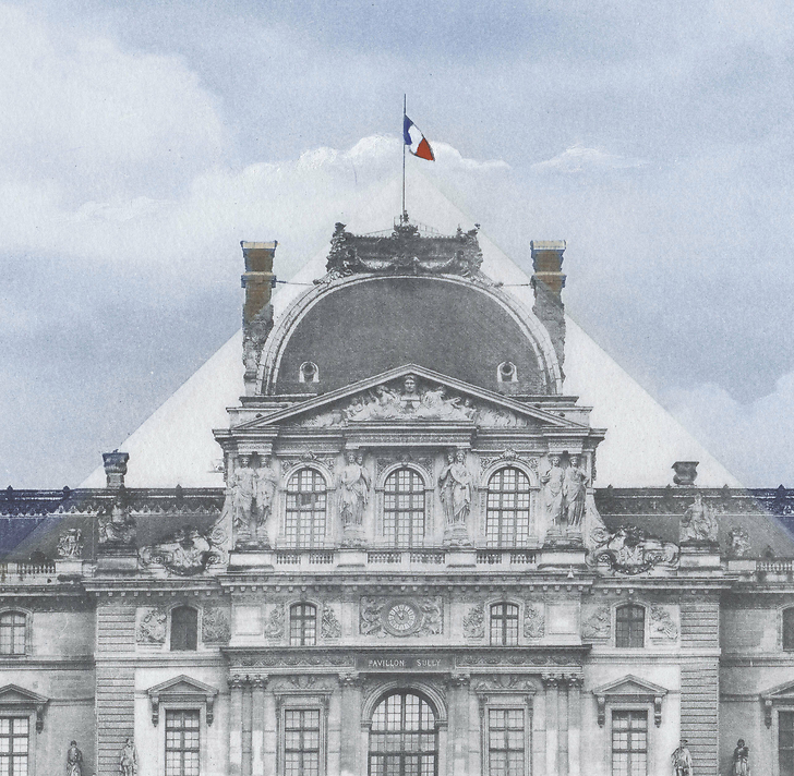 Le Louvre revu par JR, 20 juin 2016 © Pyramide, architecte I.M. Pei, musée du Louvre, Paris, France