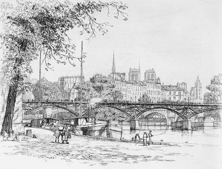 The Pont des Arts and the Île de la Cité in Paris - Caroline Helena Armington