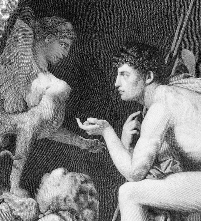 Oedipus explains the enigma of the sphinx - Ingres