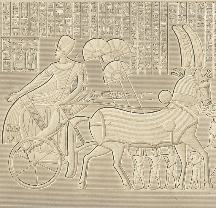 Bas-relief sculpté, péristyle du palais, Medinet-Abou