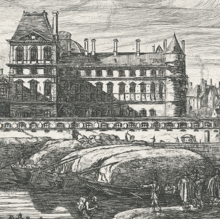 View of the old Louvre, on the Seine side