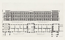 Plan et élévation du côté du Louvre qui regarde la rivière, vue de la cour à gauche en entrant - Jean Marot