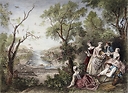 Estampe Le printemps ou L'oiseleur - Nicolas Lancret (Colorisée)