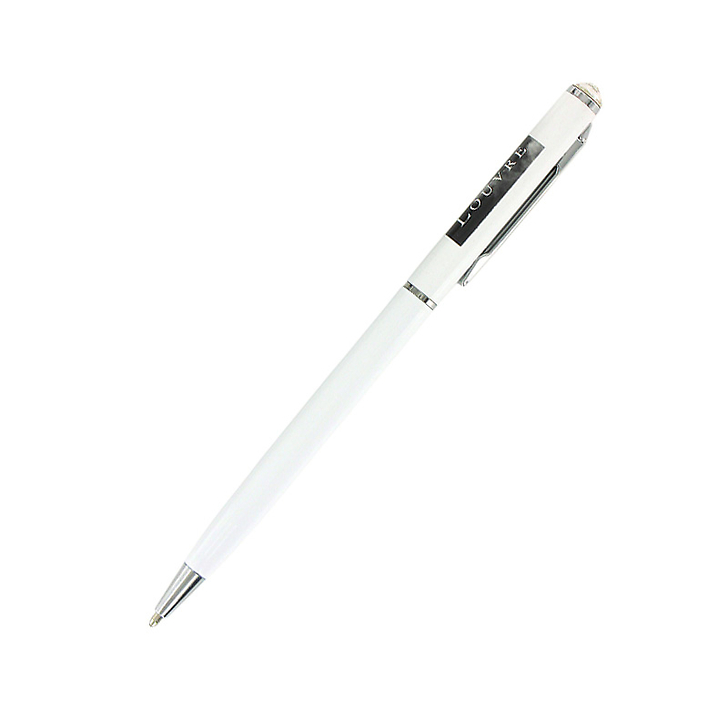 Stylo à bille Louvre avec cristal Swarovski (Blanc)