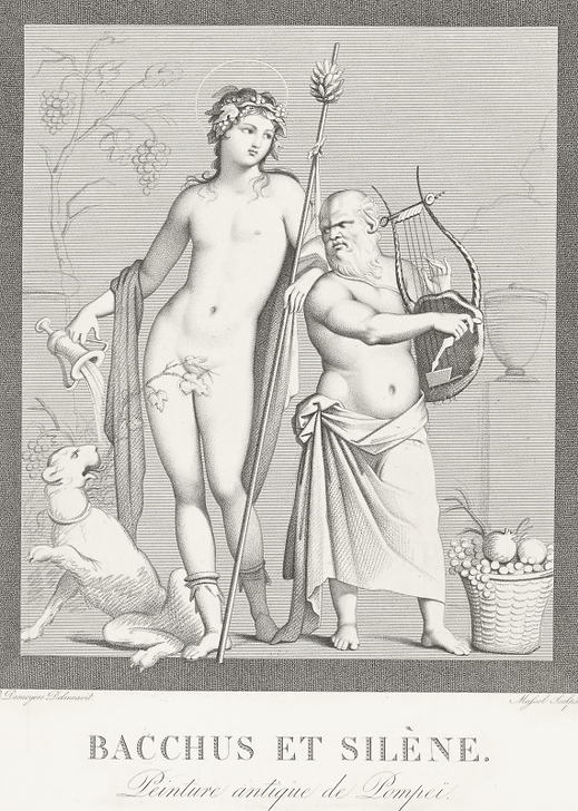 Bacchus and Silene, antique painting from Pompeï - Boucher-Desnoyer