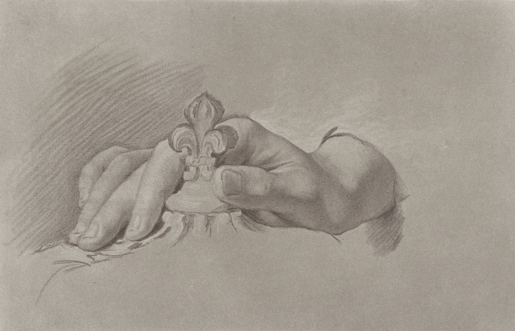 Study of a hand (left side of a study sheet)