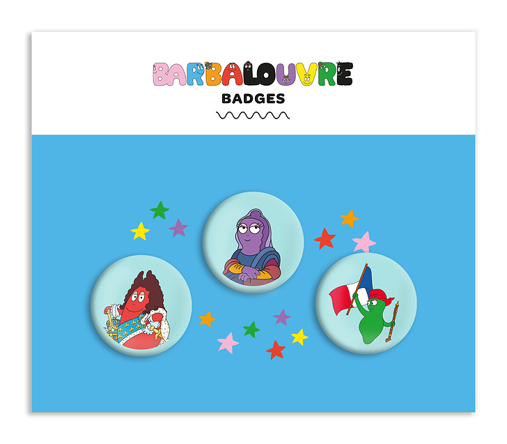 BarbaLouvre - Lot de 3 badges Barbapapa