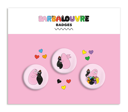 BarbaLouvre - Lot de 3 badges Barbapapa et Barbamama