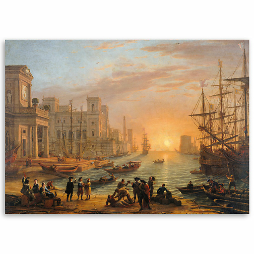 Affiche Claude Gellée, dit Claude Lorrain - Port de mer au soleil couchant - 50 x 70 cm