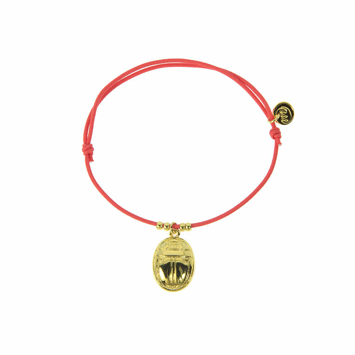 Bracelet élastique avec charm Égyptien - Scarabée - Rose