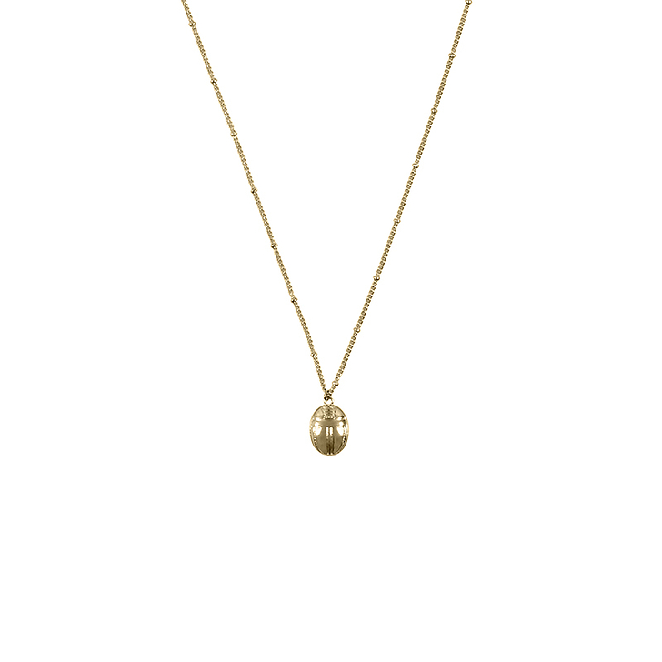 Collier Scarabée, chaîne boules 60cm