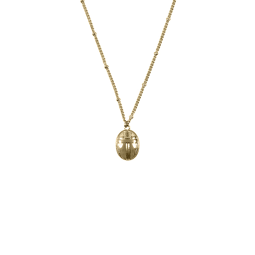 Collier Scarabée, chaîne boules 60cm