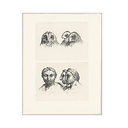 Engraving Tawny Owl or Owl Heads