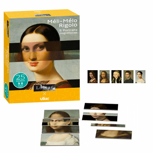 Game Funny Mix and match - 5 Magnetic portraits - Musée du Louvre - Vilac