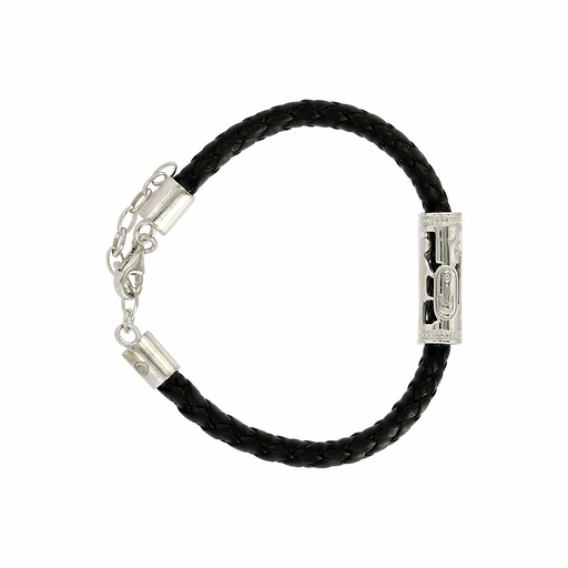 Bracelet en cuir avec sceau cylindre argent