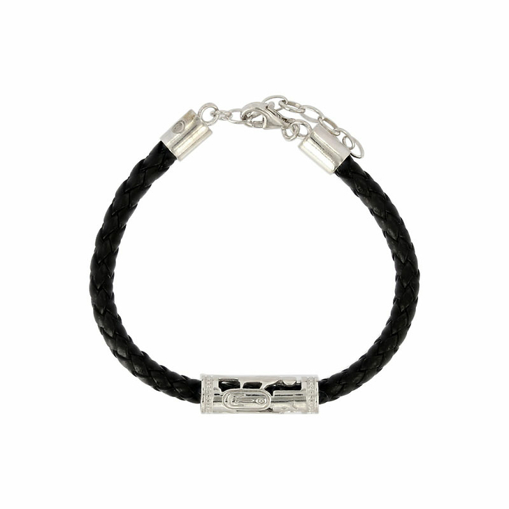 Bracelet en cuir avec sceau cylindre argent