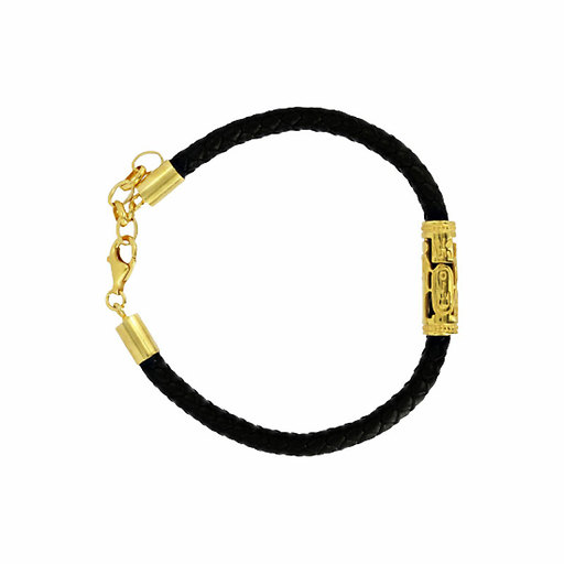 Bracelet en cuir avec sceau cylindre doré