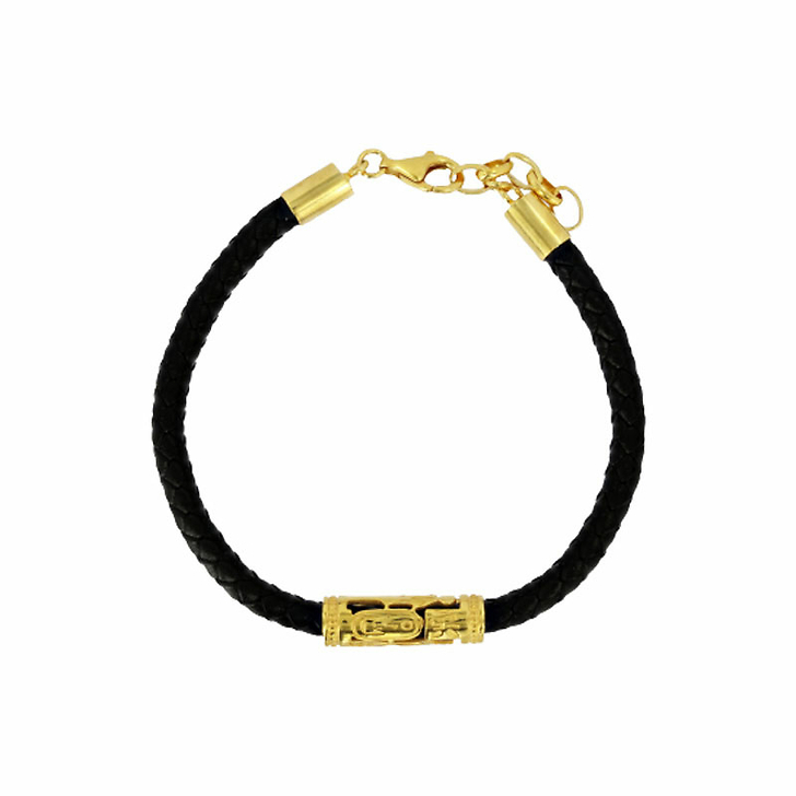 Bracelet en cuir avec sceau cylindre doré