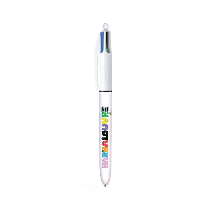 BarbaLouvre - Stylo BIC 4 couleurs blanc