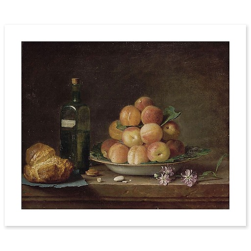 Nature morte aux pêches et à la brioche (affiches d'art)