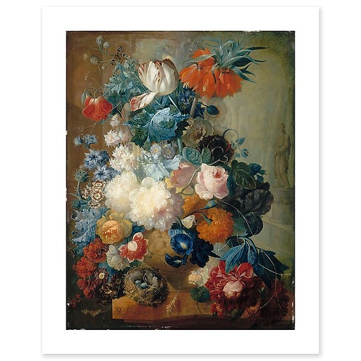 Flowers in a Vase with a Bird's Nest (canvas without frame)