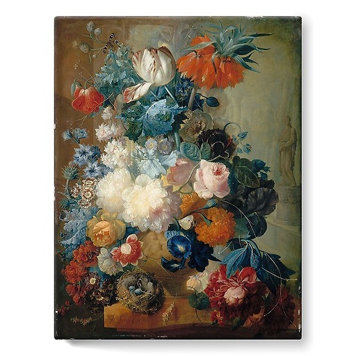 Flowers in a Vase with a Bird's Nest (stretched canvas)