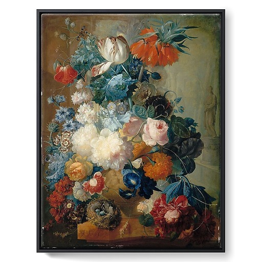 Flowers in a Vase with a Bird's Nest (framed canvas)