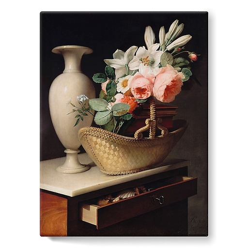 Still-Life with a Basket of Flowers (stretched canvas)