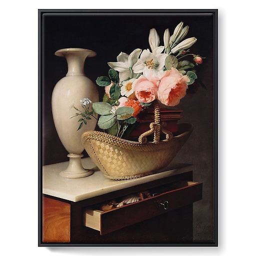 Still-Life with a Basket of Flowers (framed canvas)