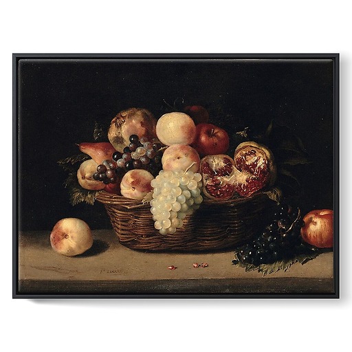 Panier de grenades, pêches et raisins (toiles encadrées)