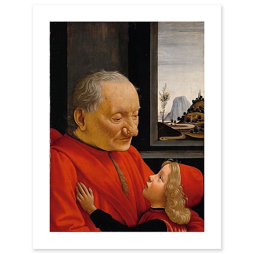 Portrait of an old man and a young boy (canvas without frame)