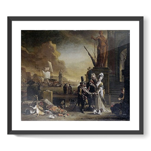 Southern seaport with trinket seller (framed art prints)