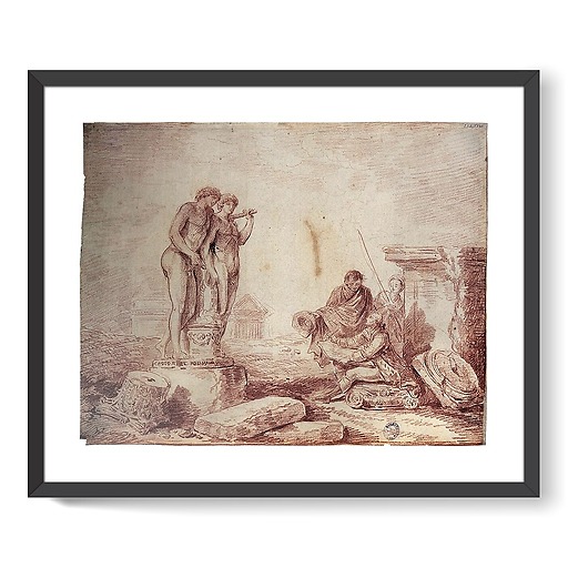 Hubert Robert by himself drawing (framed art prints)