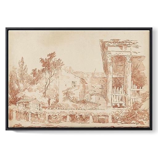 Leaned building (framed canvas)