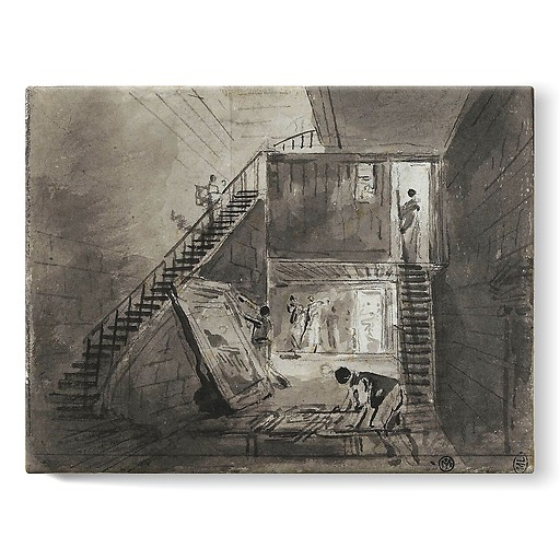 Entrée de l'atelier d'Hubert Robert au Louvre (toiles sur châssis)