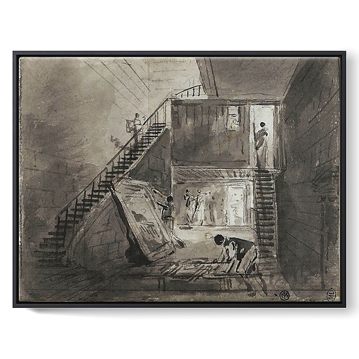 Entrée de l'atelier d'Hubert Robert au Louvre (toiles encadrées)