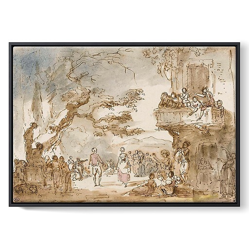 Village dance (framed canvas)