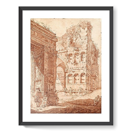 Several people among ancient ruins (framed art prints)