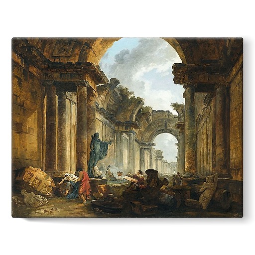 Imaginary view of the great gallery of the Louvre in ruins (stretched canvas)