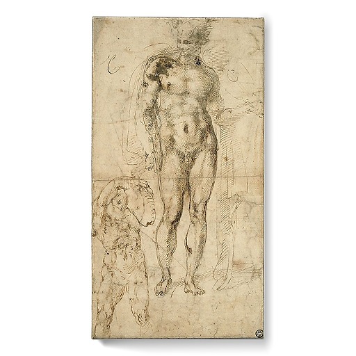 Mercure, inventeur de la lyre; homme nu portant un fardeau (stretched canvas)