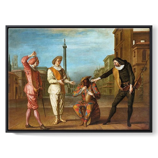 Le Tombeau de maître André : Arlequin soldat gourmand (framed canvas)