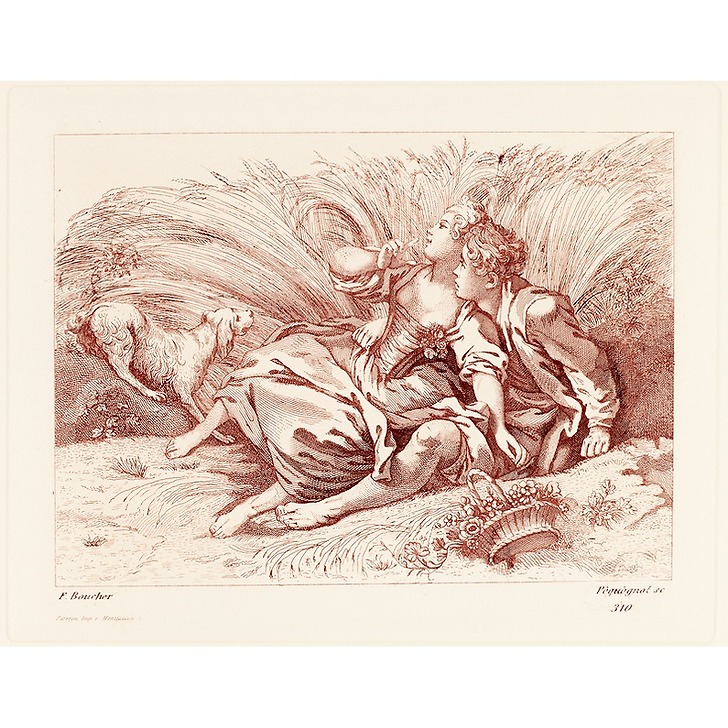 Berger et bergère assis - Péquégnot d'après François Boucher