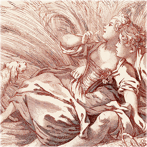 Sitting shepherd and shepherdess - Péquégnot after François Boucher