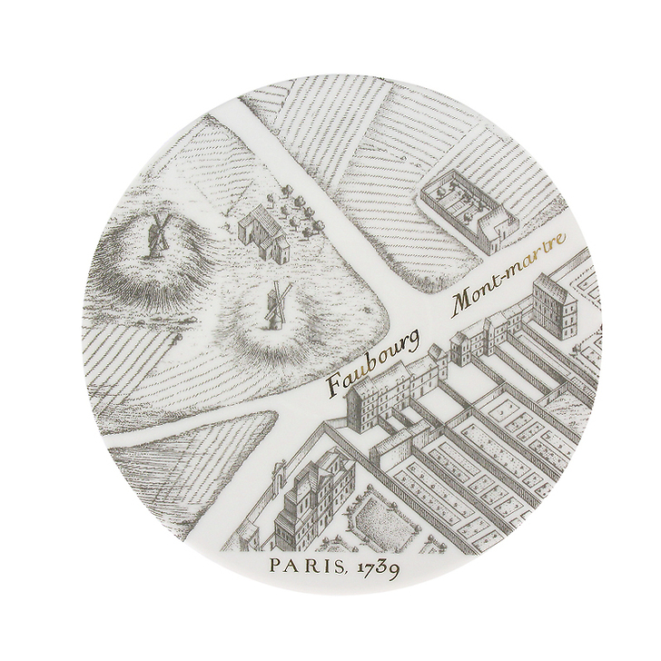 "Turgot Map of Paris" Plate - Gold, Porcelain